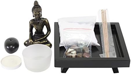 Zen Garden Tabletop Thai Buddha with Sand Rock Candle Holder