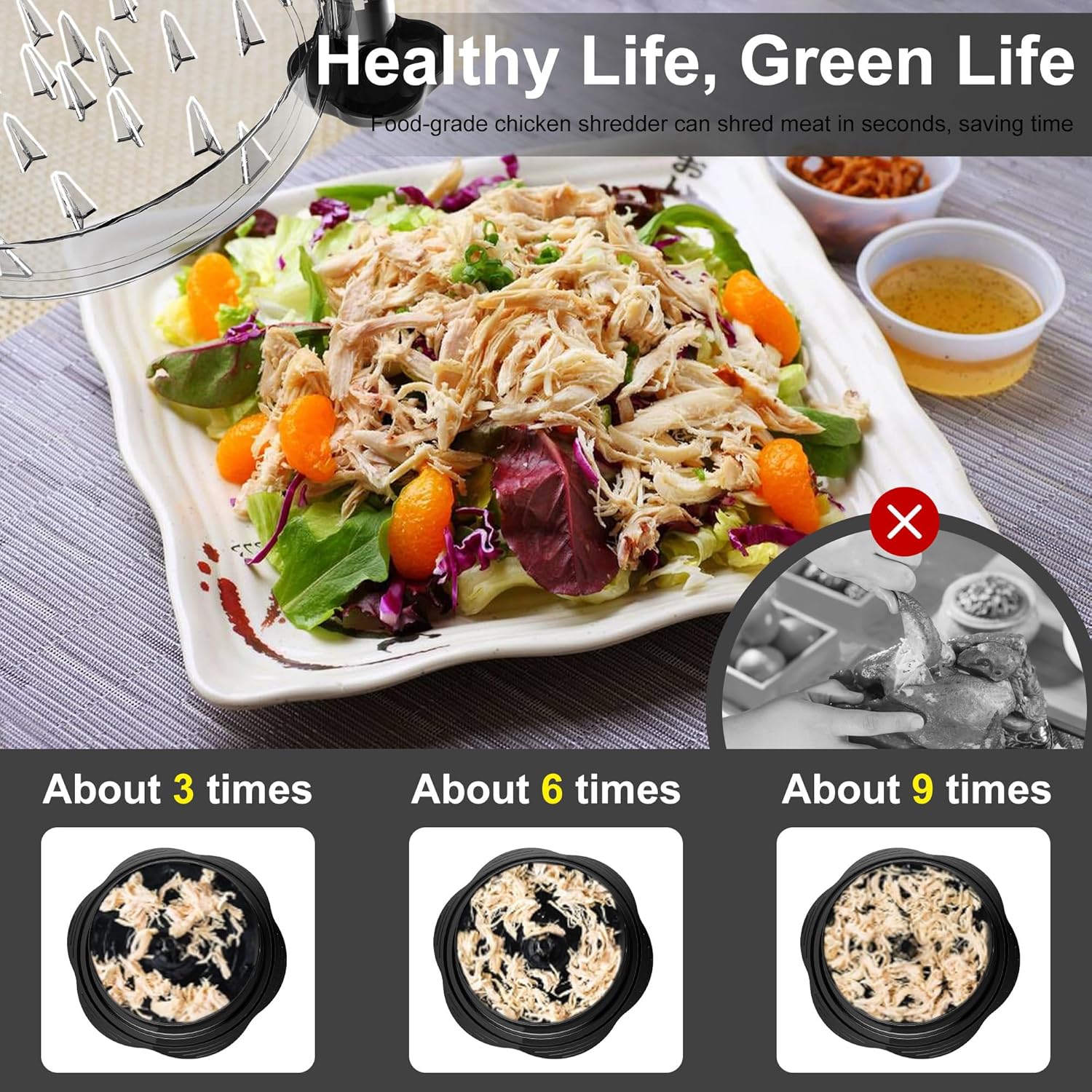 Large Chicken Breast Shredder Tool Twist with Brush&Fork